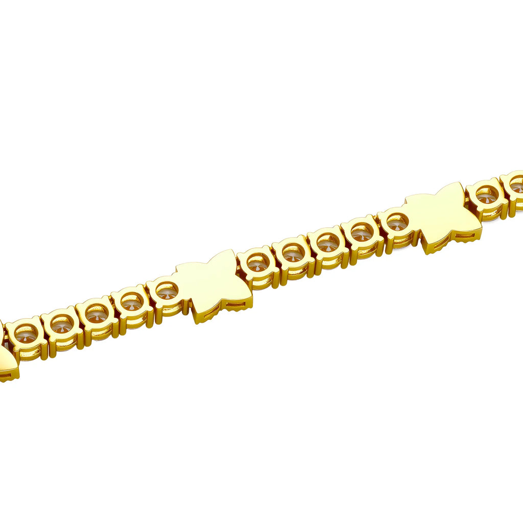 TOPGRILLZ Green Clover Tennis Chain Necklace Gold Plated White & Green CZ Four Leaf Charm Hip Hop Bling Jewelry Men Women Gift