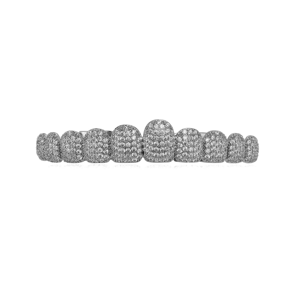TOPGRILLZ Iced Out Cubic Zirconia Grillz Brace Punk 10/10 Top Bottom Dental Mouth Fang Grills Vampire Tooth Cap Cosplay Jewelry