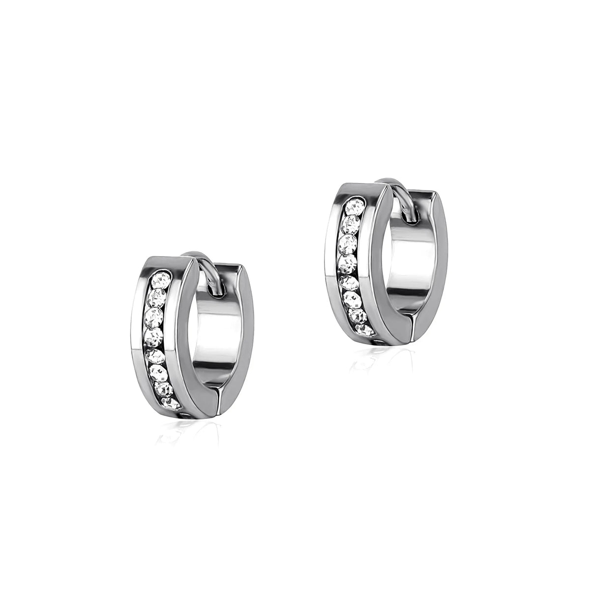 TOPGRILLZ 1 Pair Fashion Round Cubic Zircon Stainless Steel Earrings Small Huggie Earring Pendientes Body Jewelry