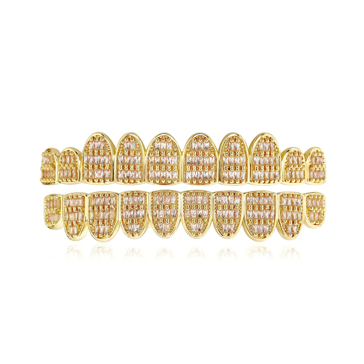 TOPGRILLZ 10/10 Iced Out Square Cubic Zircon Tooth Caps Hip Hop Full CZ Stone Teeth Grillz For Women Men Jewelry Dental Grills