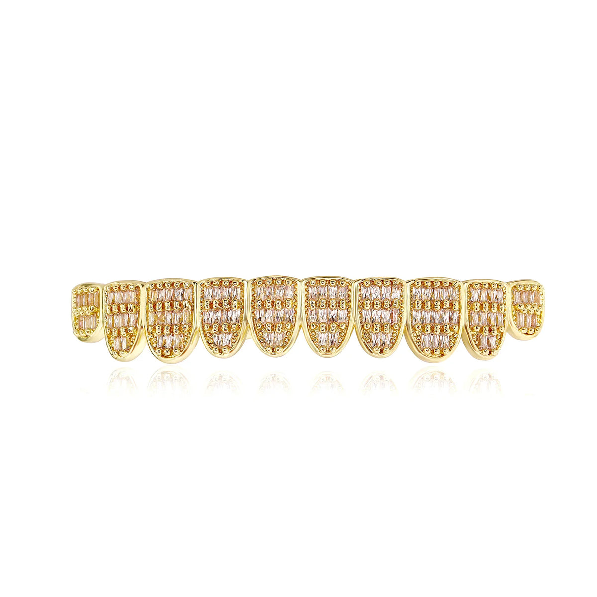 TOPGRILLZ 10/10 Iced Out Square Cubic Zircon Tooth Caps Hip Hop Full CZ Stone Teeth Grillz For Women Men Jewelry Dental Grills