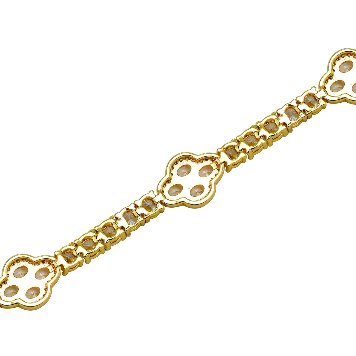 TOPGRILLZ Iced Out 4mm Zirconia Tennis Bracelet Flower Four Leaf Clover CZ Chain with Spring Buckle For Women Men Jewelry