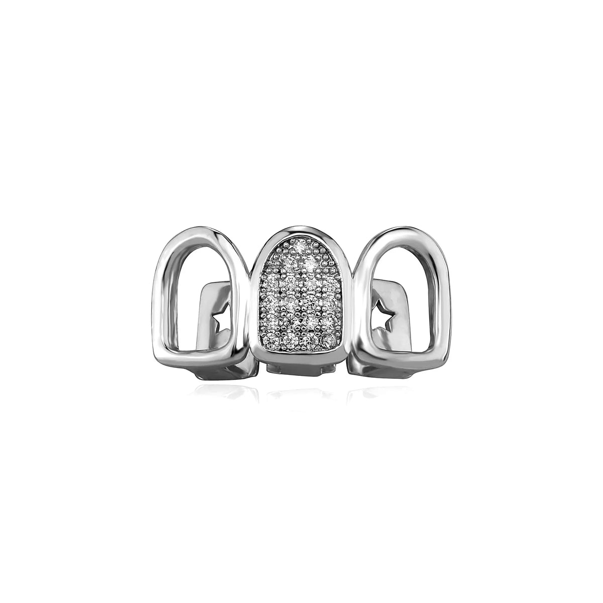 TOPGRILLZ Hip Hop CZ Teeth Grillz For Men Women Gold Silver Color 3 Tooth Grills Cap Dental Grill Punk Rapper Teeth Caps