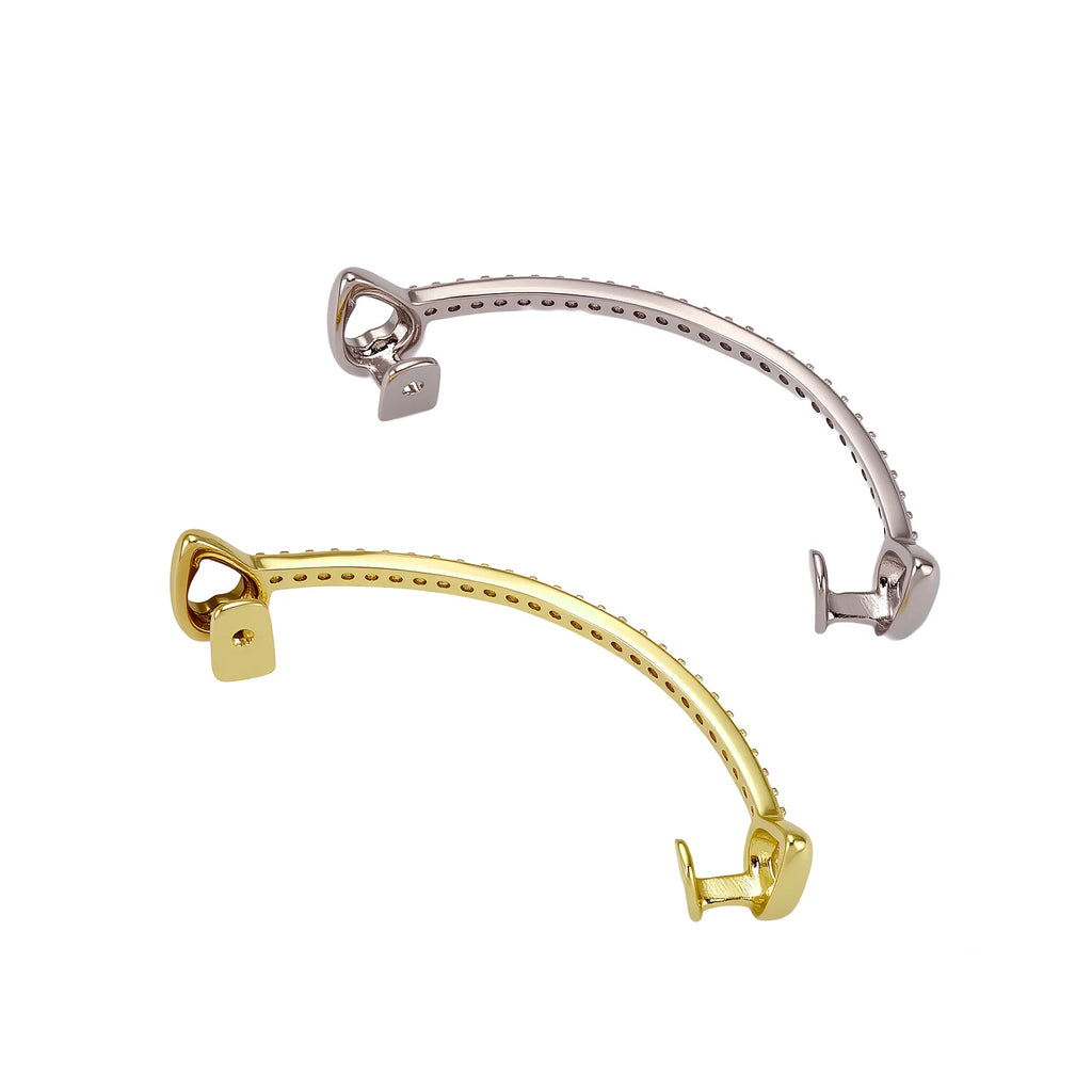 TOPGRILLZ Hip Hop Rapper Accessories Bar Grillz Set Gold Plated Copper Iced Out Top&Bottom Tooth Grills For Men&Women