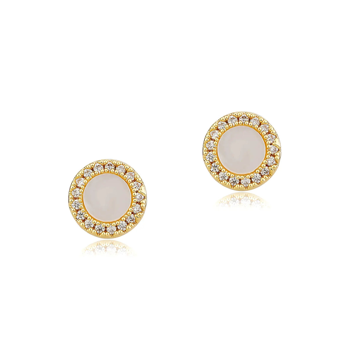 TOPGRILLZ Natural Stone Earrings Crystal Quartzs 10mm Round Gem Stud Iced Out Ear Jewelry For Men Women Wholesale