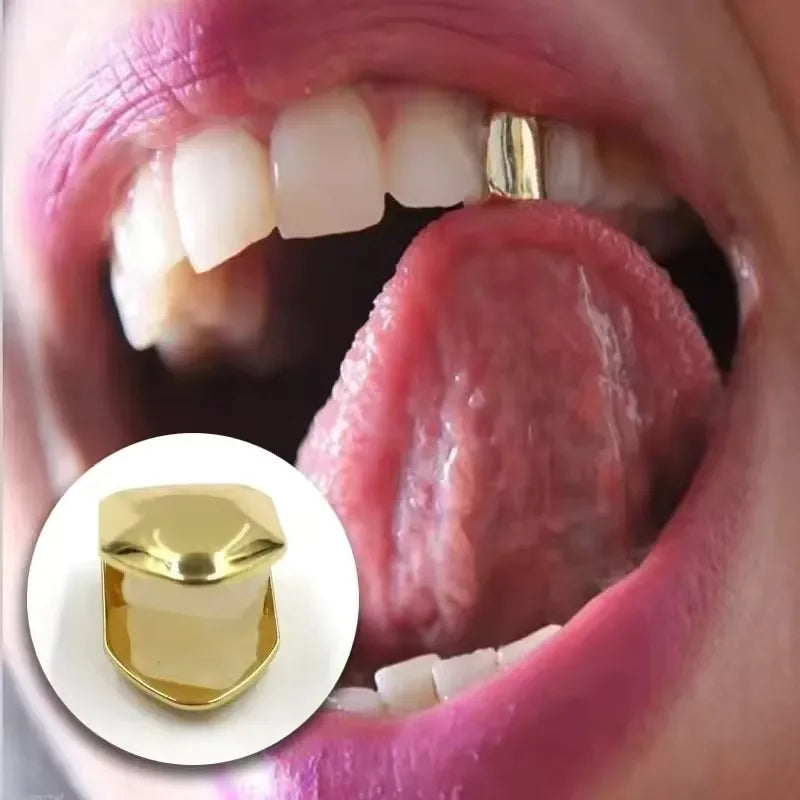 TOPGRILLZ 4 Colors Custom Fit HipHop Single Tooth Top Bottom Dental Grill Teeth Caps For Cosplay Halloween Gift