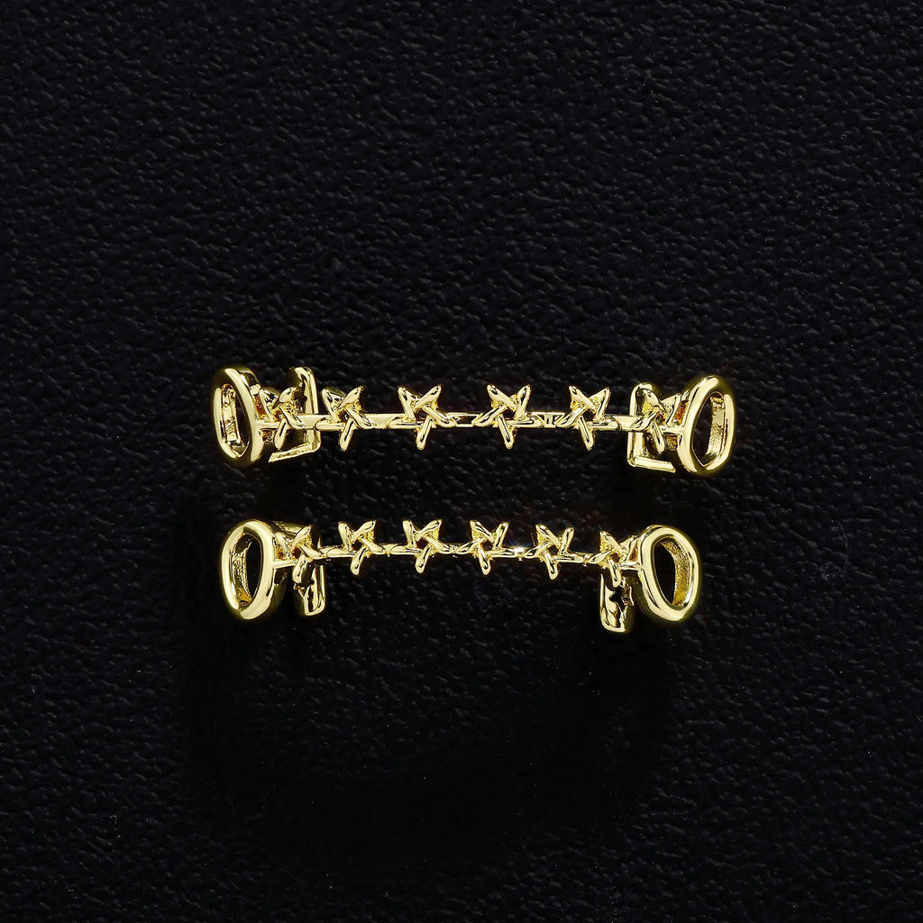 TOPGRILLZ Iced Out CZ Stones Hollow Teeth Caps For Women Men Jewelry Top & Bottom Pentagram Zircon Tooth Grills Braces Cosplay