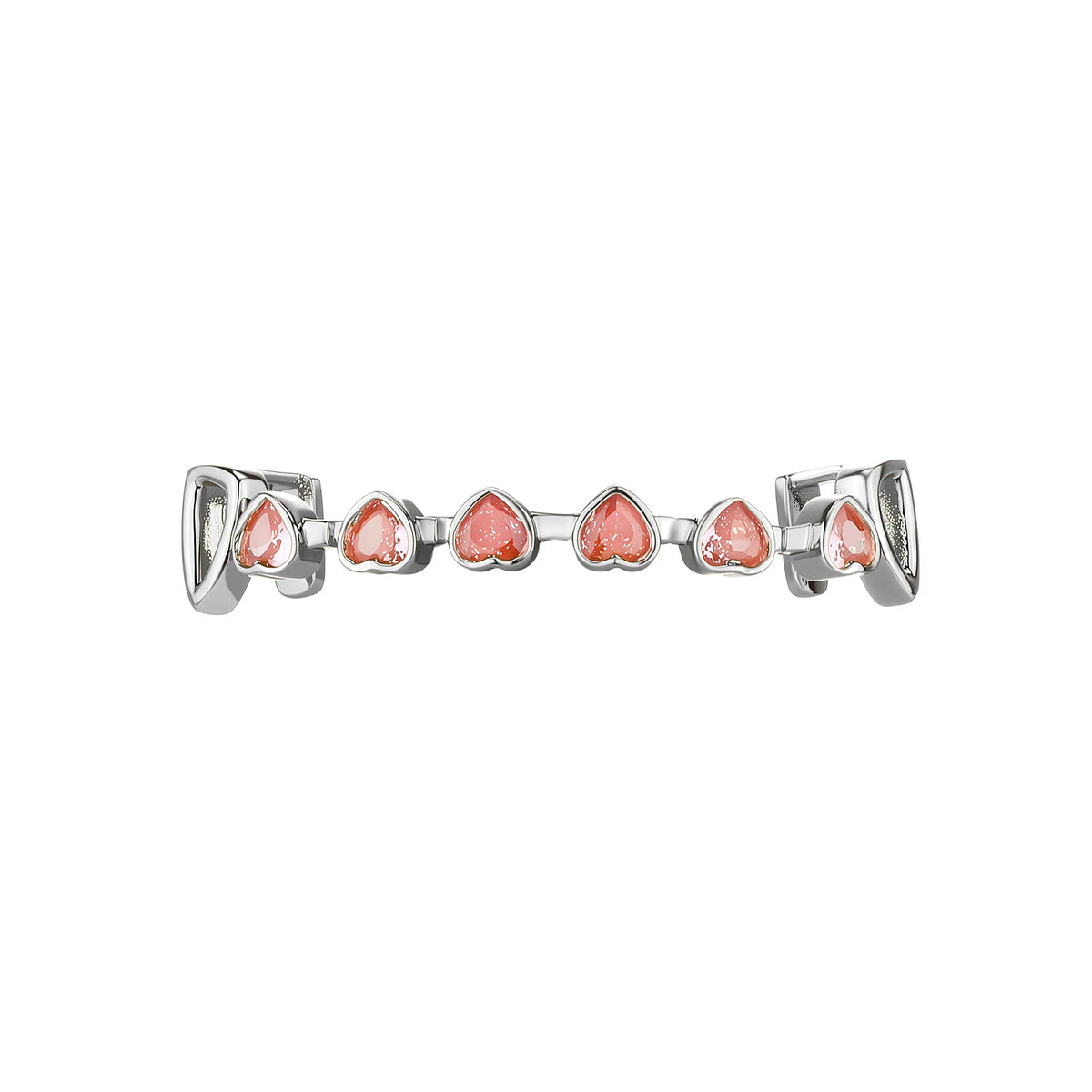 TOPGRILLZ Hip Hop Y2K Copper Grillz Set Pink And Clear Heart CZ Top Bottom Teeth Cap Sweet Cool Bling Jewelry For Women Men