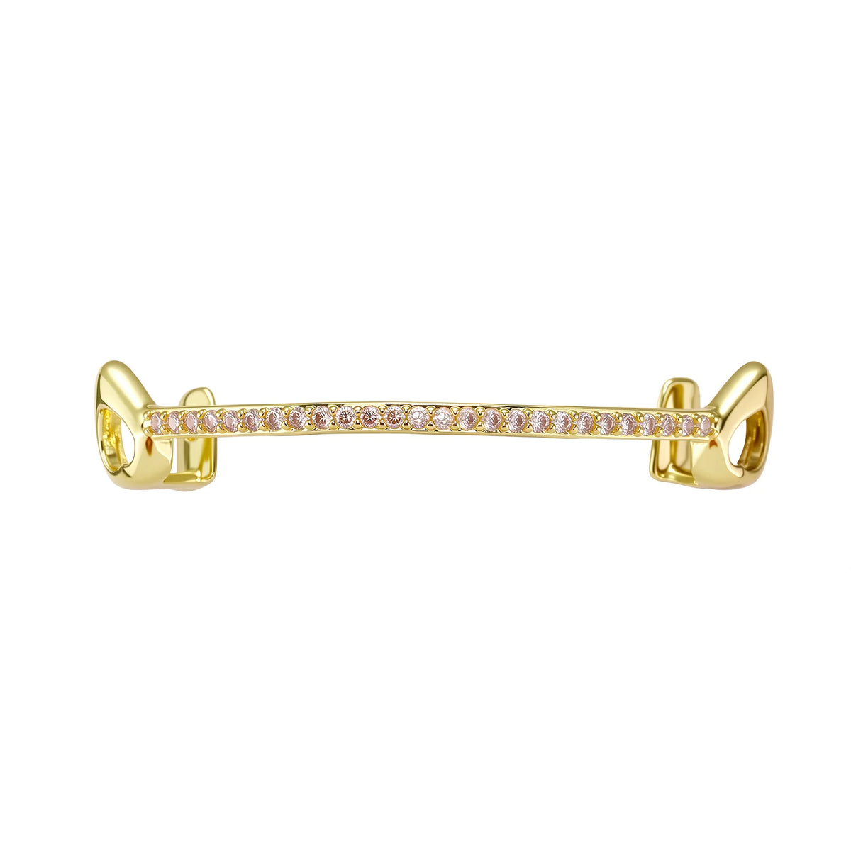 TOPGRILLZ Hip Hop Rapper Accessories Bar Grillz Set Gold Plated Copper Iced Out Top&Bottom Tooth Grills For Men&Women