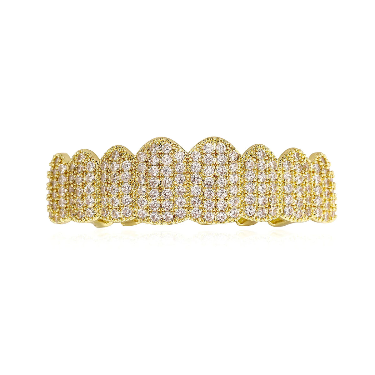 TOPGRILLZ Punk Iced Out Cubic Zircon Teeth Grills 8 Top & 8 Bottom Set Braces Full CZ Stones Dental Grills For Party Gift