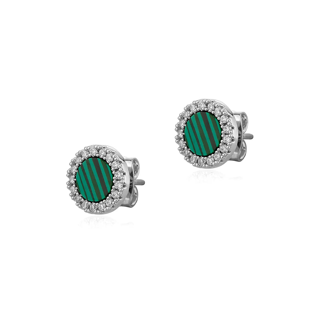 TOPGRILLZ Natural Stone Earrings Crystal Quartzs 10mm Round Gem Stud Iced Out Ear Jewelry For Men Women Wholesale