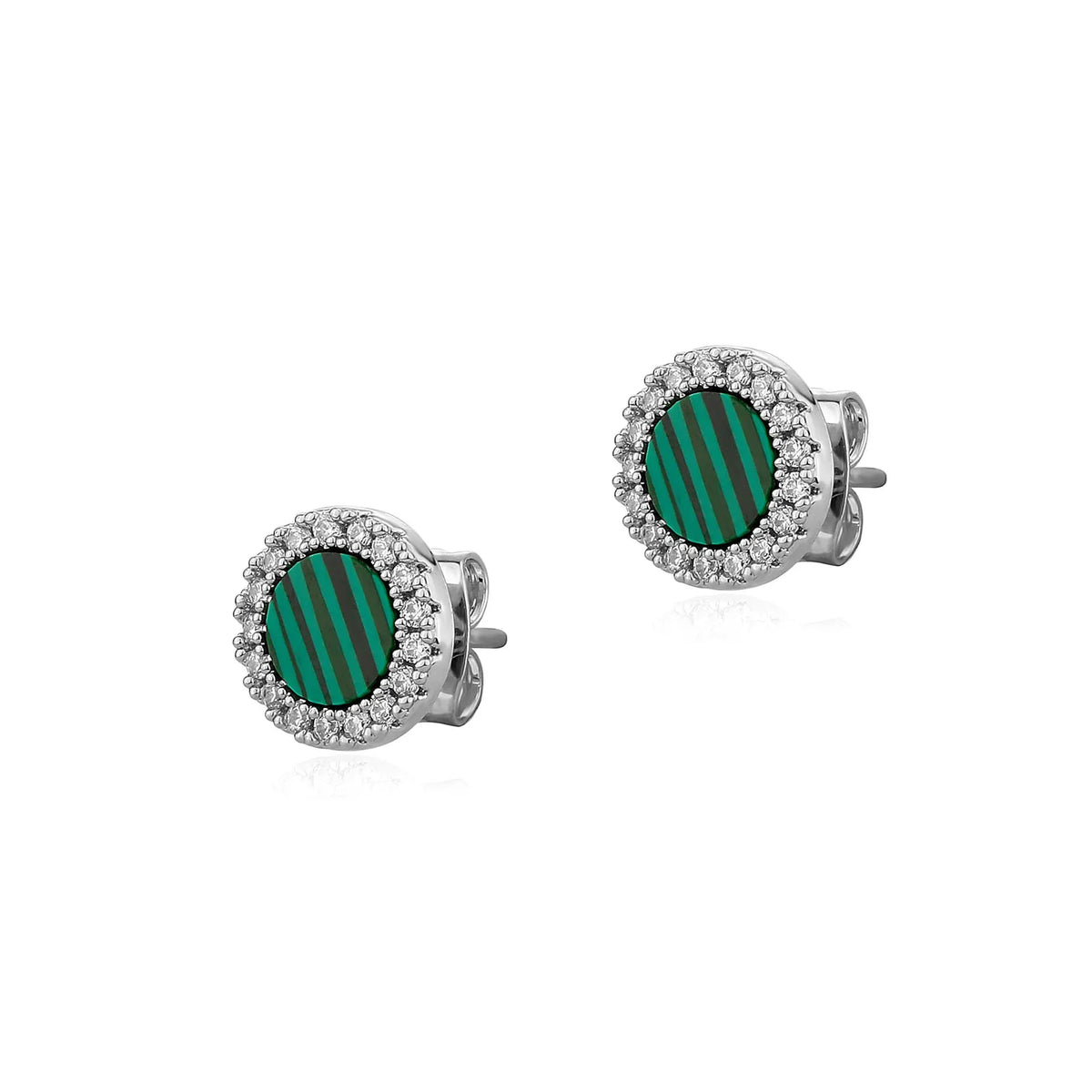 TOPGRILLZ Natural Stone Earrings Crystal Quartzs 10mm Round Gem Stud Iced Out Ear Jewelry For Men Women Wholesale