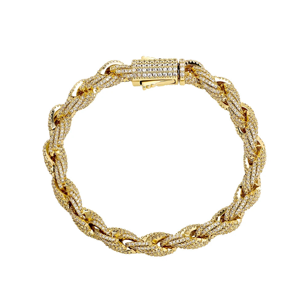 TOPGRILLZ 8mm Rope Chain Hip Hop Necklace Gold Silver Color Iced Out Micro Pave CZ Necklace Men Women Jewelry Gift