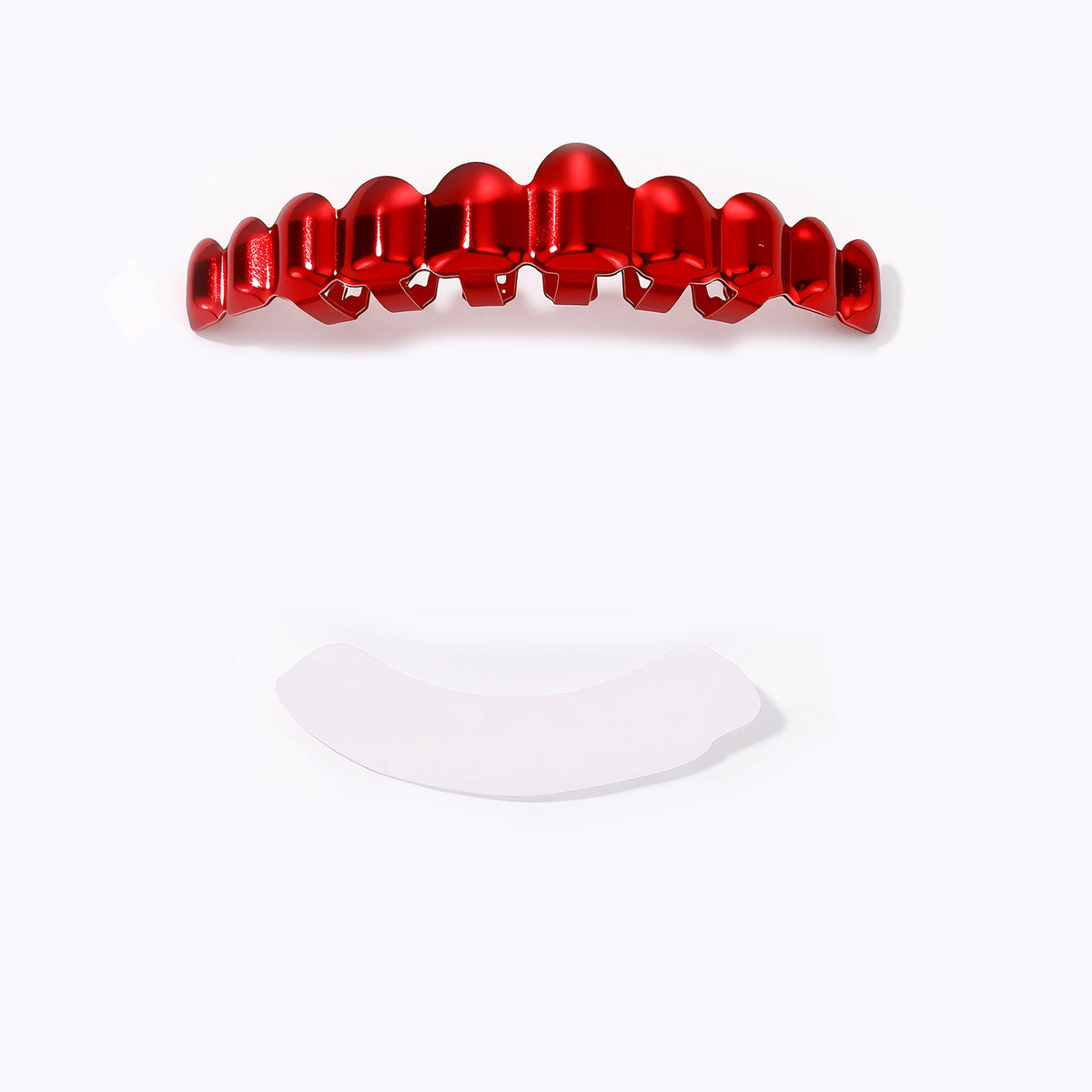 TOPGRILLZ Red Mirror Hip Hop Grillz Set 2Pcs 8 Teeth Top Bottom Grills Y2K Party Cosplay Teeth Halloween Jewelry Men Women