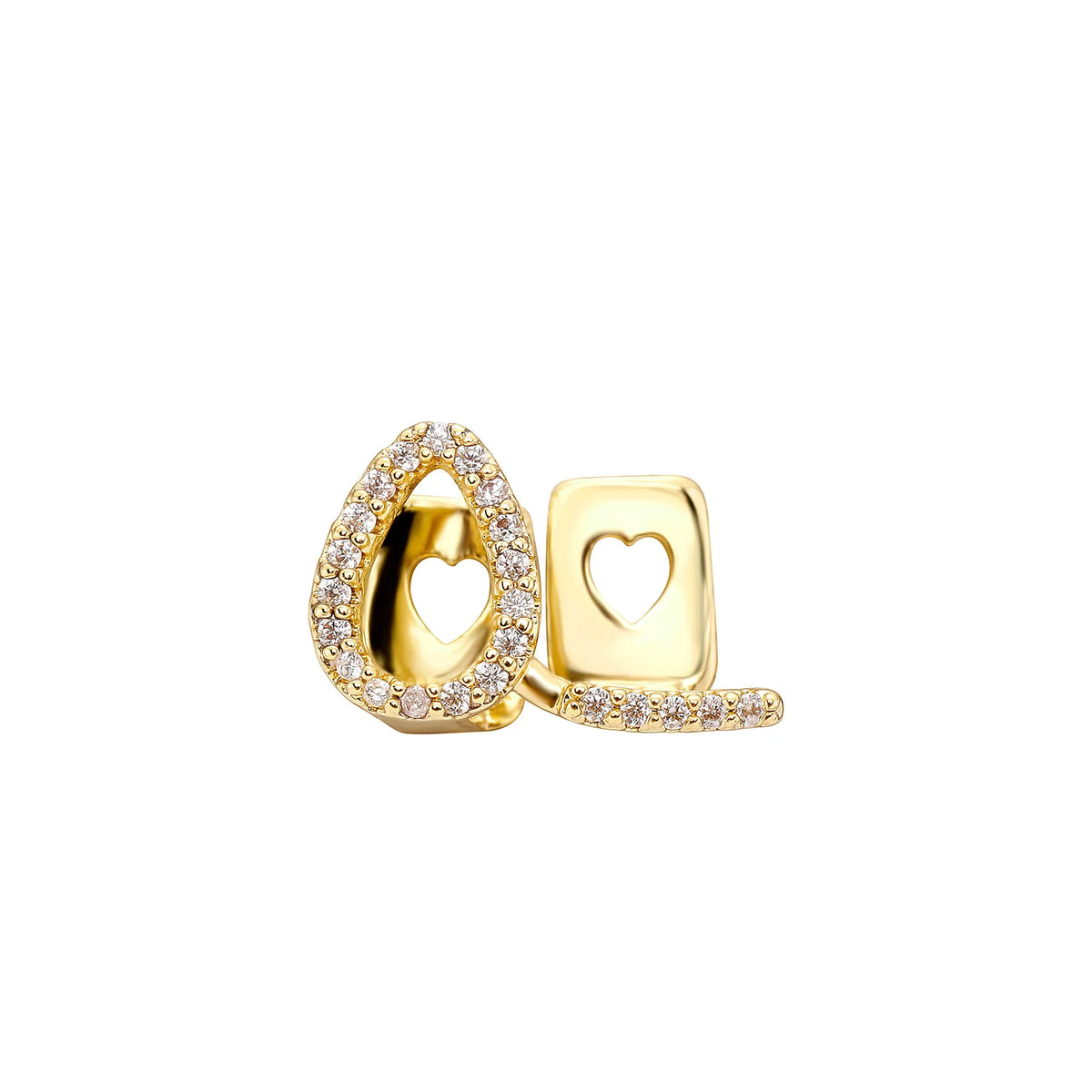 TOPGRILLZ Gold Silver Color Horizontal Bar Hollow Flame Zircon Teeth Grillz Hip Hop CZ Stone Tooth Grills For Women Men Jewelry