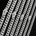 TOPGRILLZ Solid Stainless Steel Cuban Chain Necklace Anti-Rust CZ Iced Straight & Curved Lock Clasp 8-14mm Hip Hop Jewelry