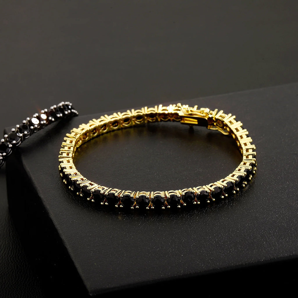 TOPGRILLZ 3MM-5MM Iced Out Black Cubic Zirconia Tennis Chain Bracelet Micro Paved 5A+ CZ Stones Charm Bangle For Men Women Gift