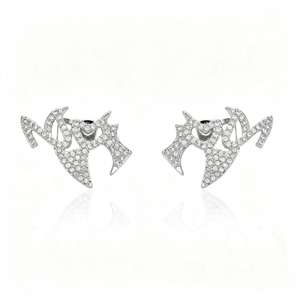 TOPGRILLZ Helloween Gothic Spike Iced Out Grillz Set Double Tooth Full CZ Paved Y2K Hip Hop Vampire Fang Teeth Jewelry Men Women