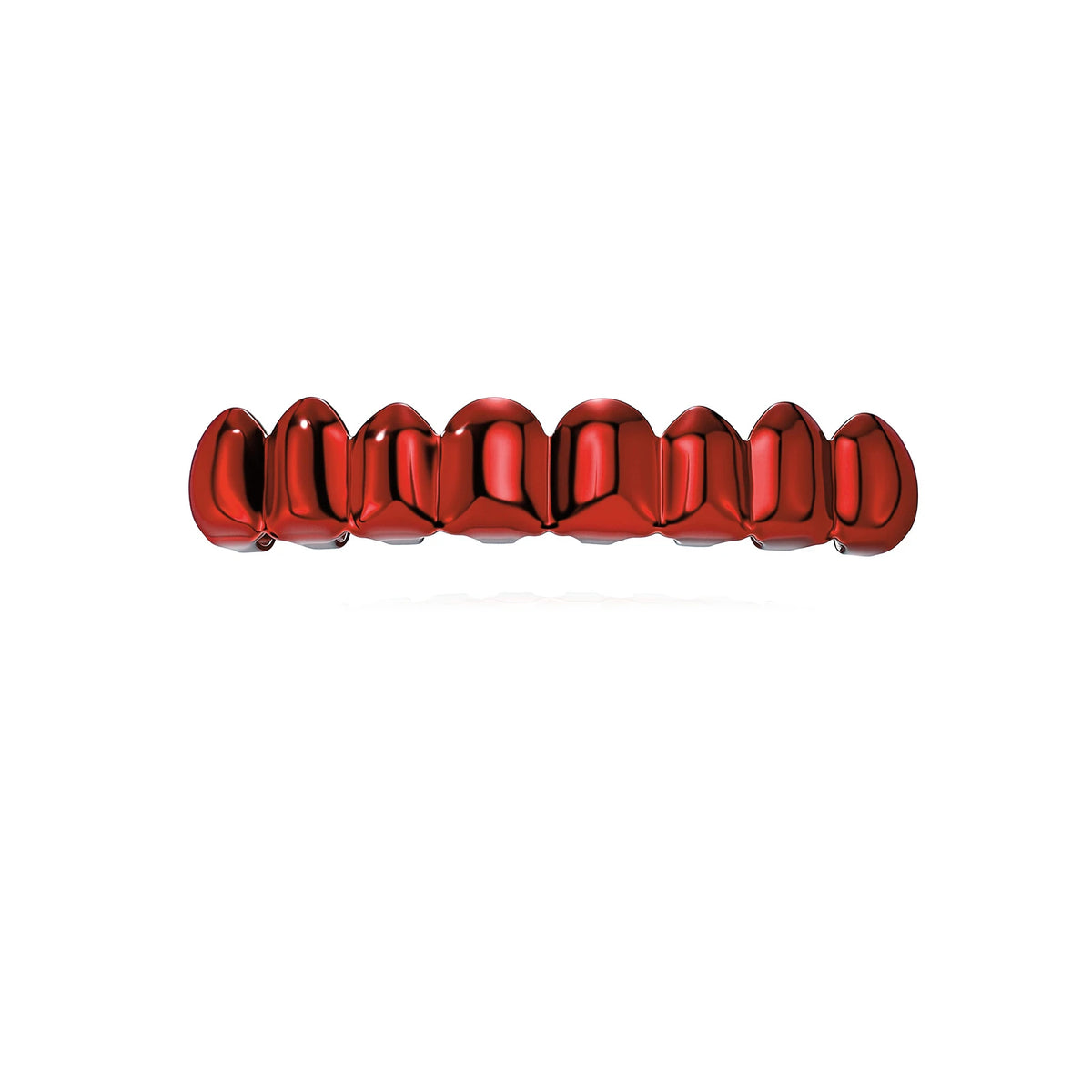 TOPGRILLZ Red Mirror Hip Hop Grillz Set 2Pcs 8 Teeth Top Bottom Grills Y2K Party Cosplay Teeth Halloween Jewelry Men Women