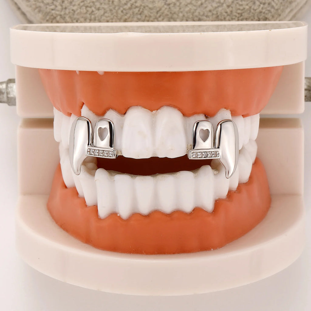 TOPGRILLZ Iced Out DIY Removable Zircon Tooth Socket Horizontal Bar Tooth Grills Fangs For Women Men Halloween Dental Grillz