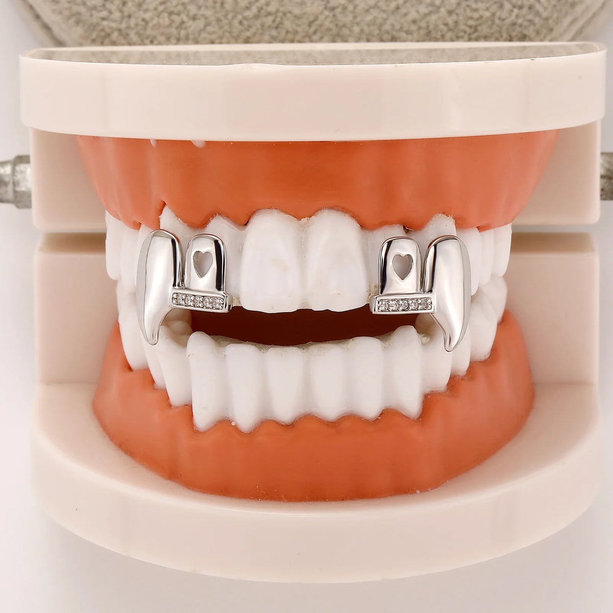 TOPGRILLZ Iced Out DIY Removable Zircon Tooth Socket Horizontal Bar Tooth Grills Fangs For Women Men Halloween Dental Grillz