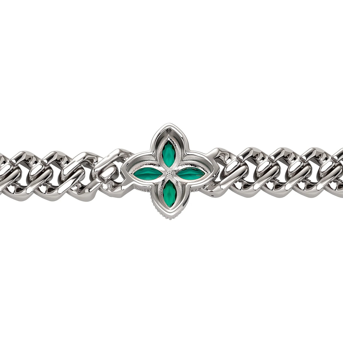 TOPGRILLZ 10mm Multi Color CZ Floral Cuban Chain Bracelet Micro Paved Iced Out 5A+ Cubic Zircon Clover Anklet Luxury Jewelry