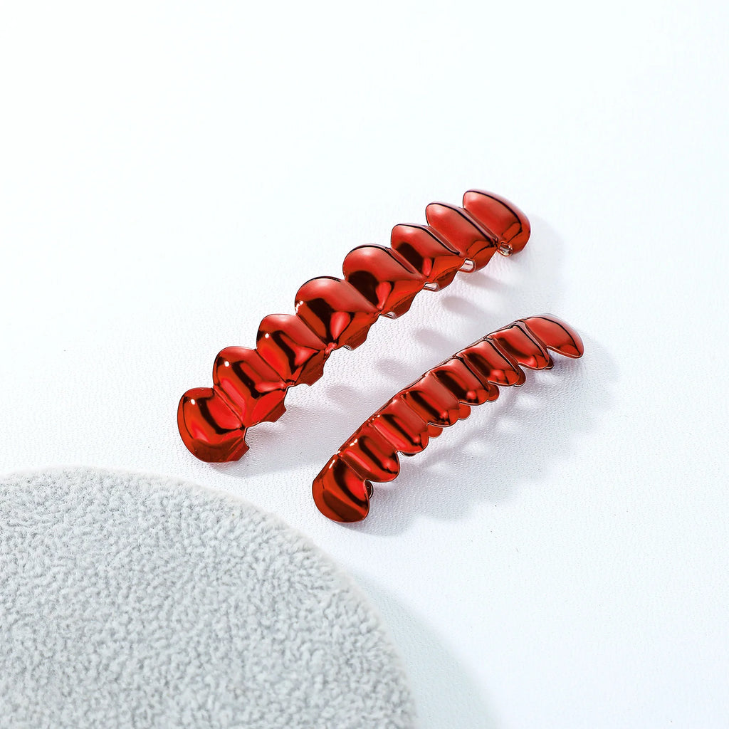 TOPGRILLZ Red Mirror Hip Hop Grillz Set 2Pcs 8 Teeth Top Bottom Grills Y2K Party Cosplay Teeth Halloween Jewelry Men Women