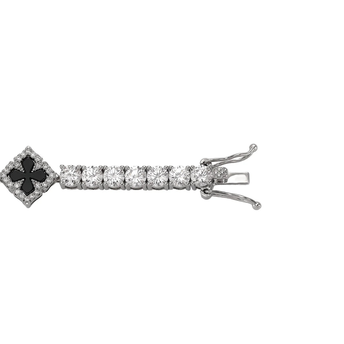 TOPGRILLZ Iced Out Charm Lucky Clover 4mm Tennis Bracelet Black Drip Oil Micro Paved Cubic Zircon Chain For Men Women Jewelry