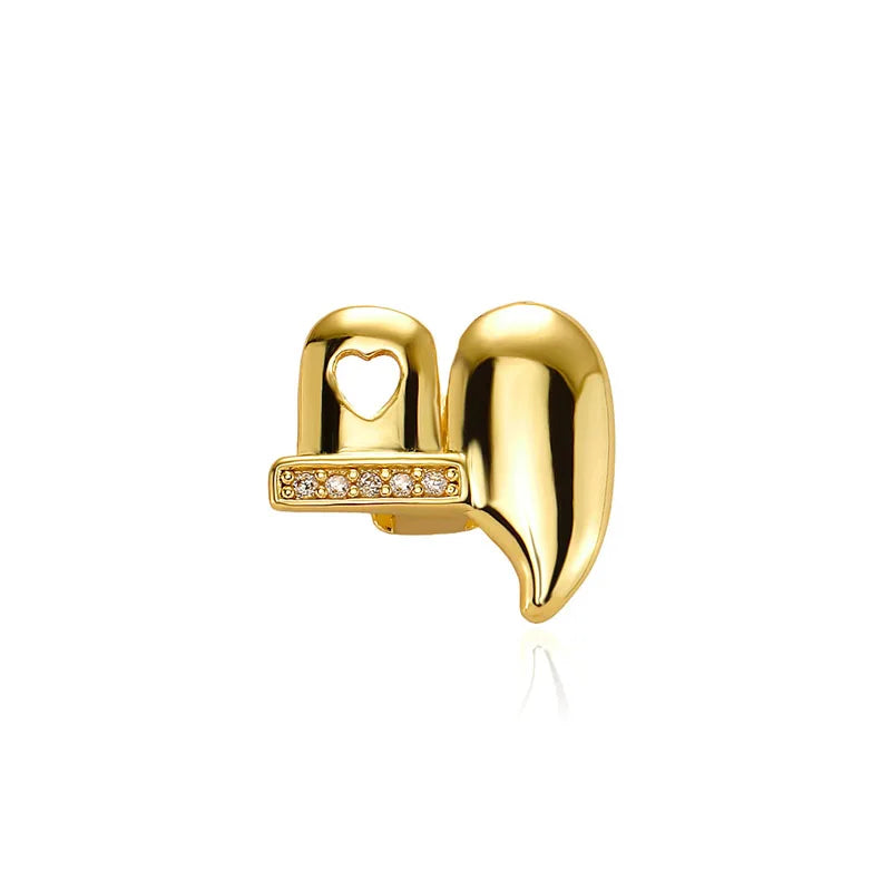 TOPGRILLZ Iced Out DIY Removable Zircon Tooth Socket Horizontal Bar Tooth Grills Fangs For Women Men Halloween Dental Grillz