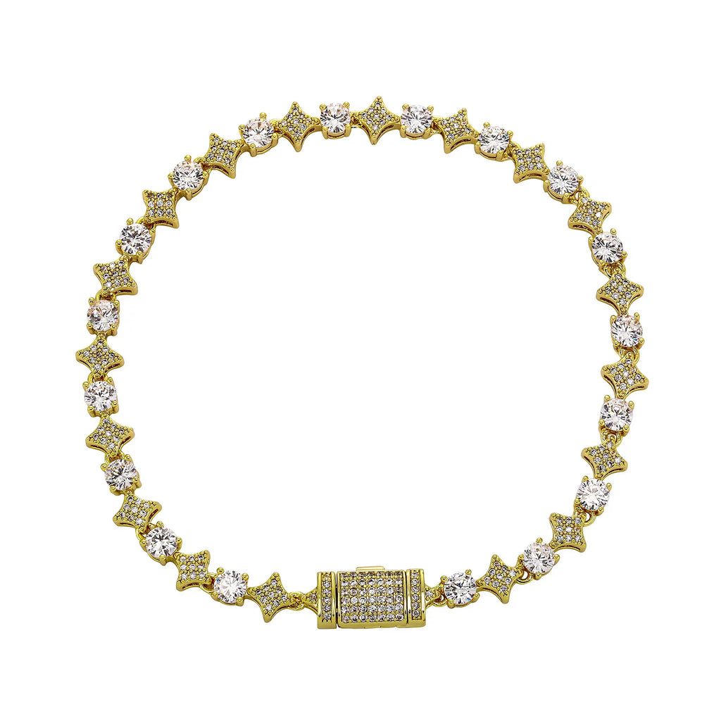 TOPGRILLZ 6MM Sparkling Star Tennis Chain Colorful Round Gemstone Design Bracelet 5A+ Cubic Zircon Luxury Jewelry For Men Women