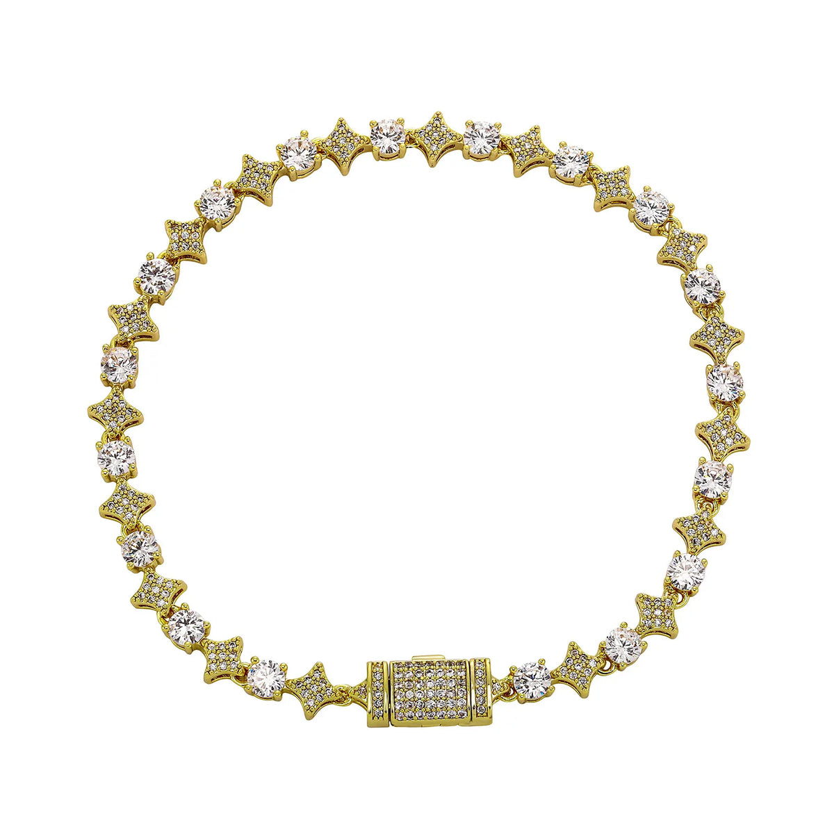TOPGRILLZ 6MM Sparkling Star Tennis Chain Colorful Round Gemstone Design Bracelet 5A+ Cubic Zircon Luxury Jewelry For Men Women
