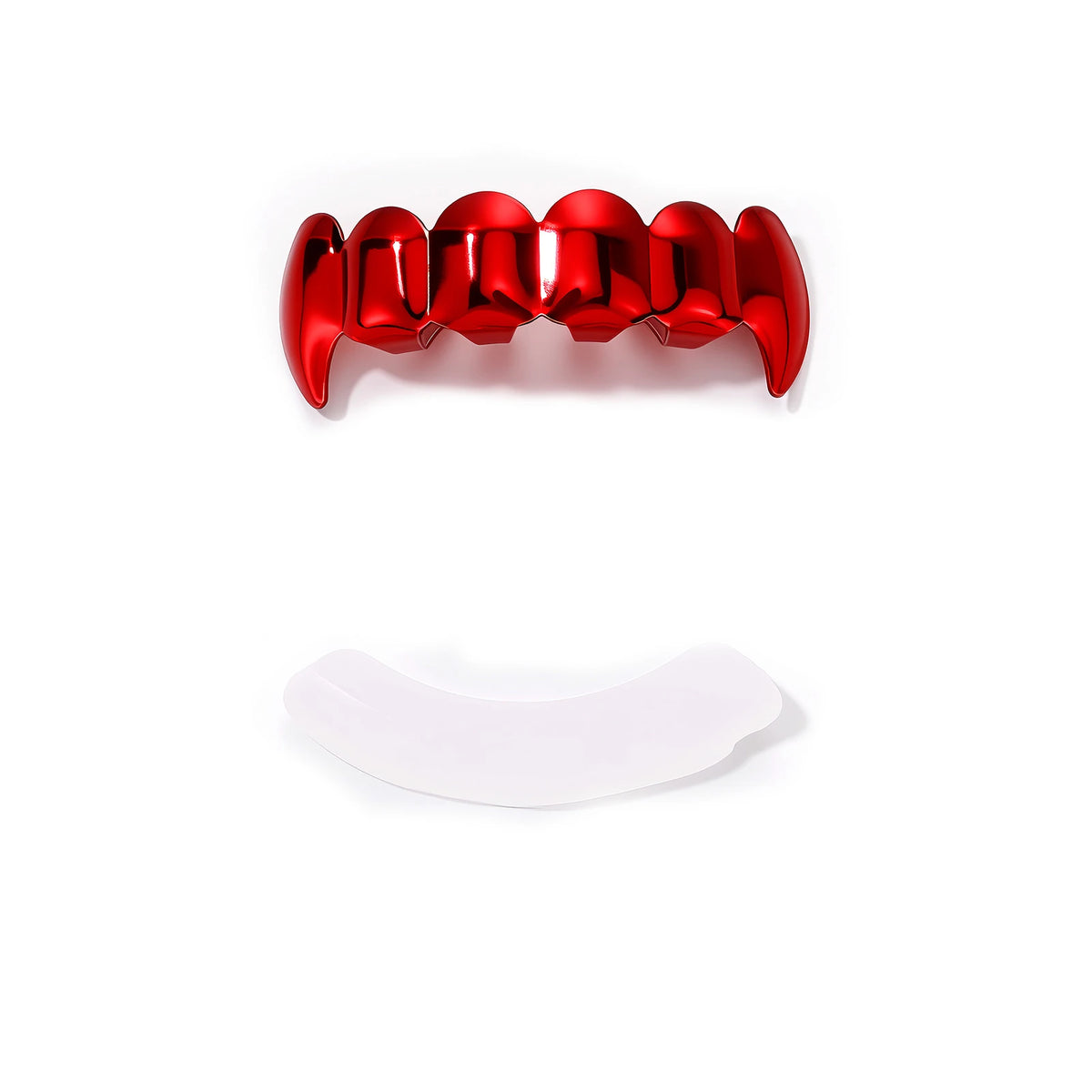 TOPGRILLZ Red Mirror Hip Hop Grillz Set 2Pcs 8 Teeth Top Bottom Grills Y2K Party Cosplay Teeth Halloween Jewelry Men Women