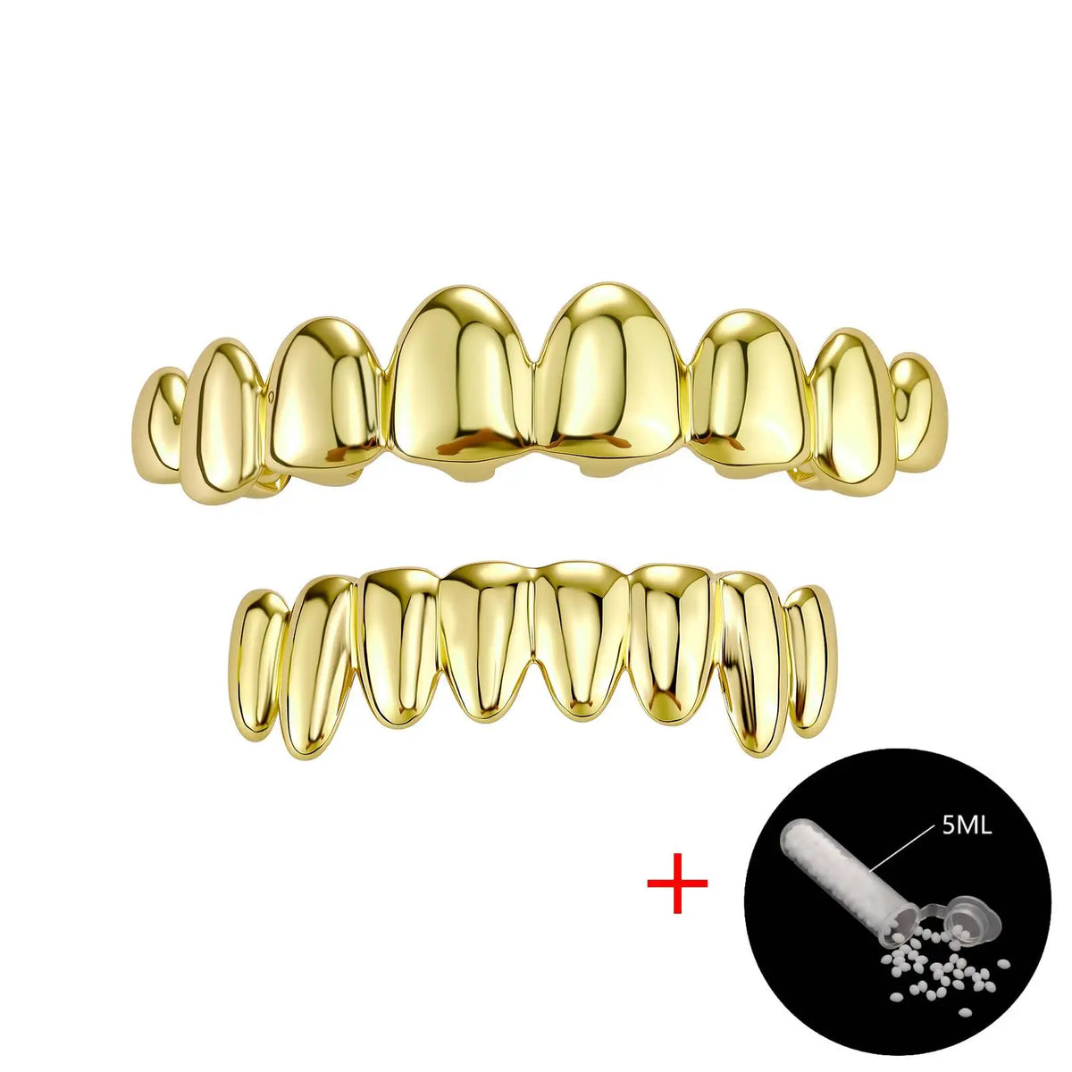 TOPGRILLZ 8 Top 8 Bottom Grillz Set No Stone Mirror Polished Realistic Teeth Outline Hip Hop Decorative Tooth Jewelry Men Women