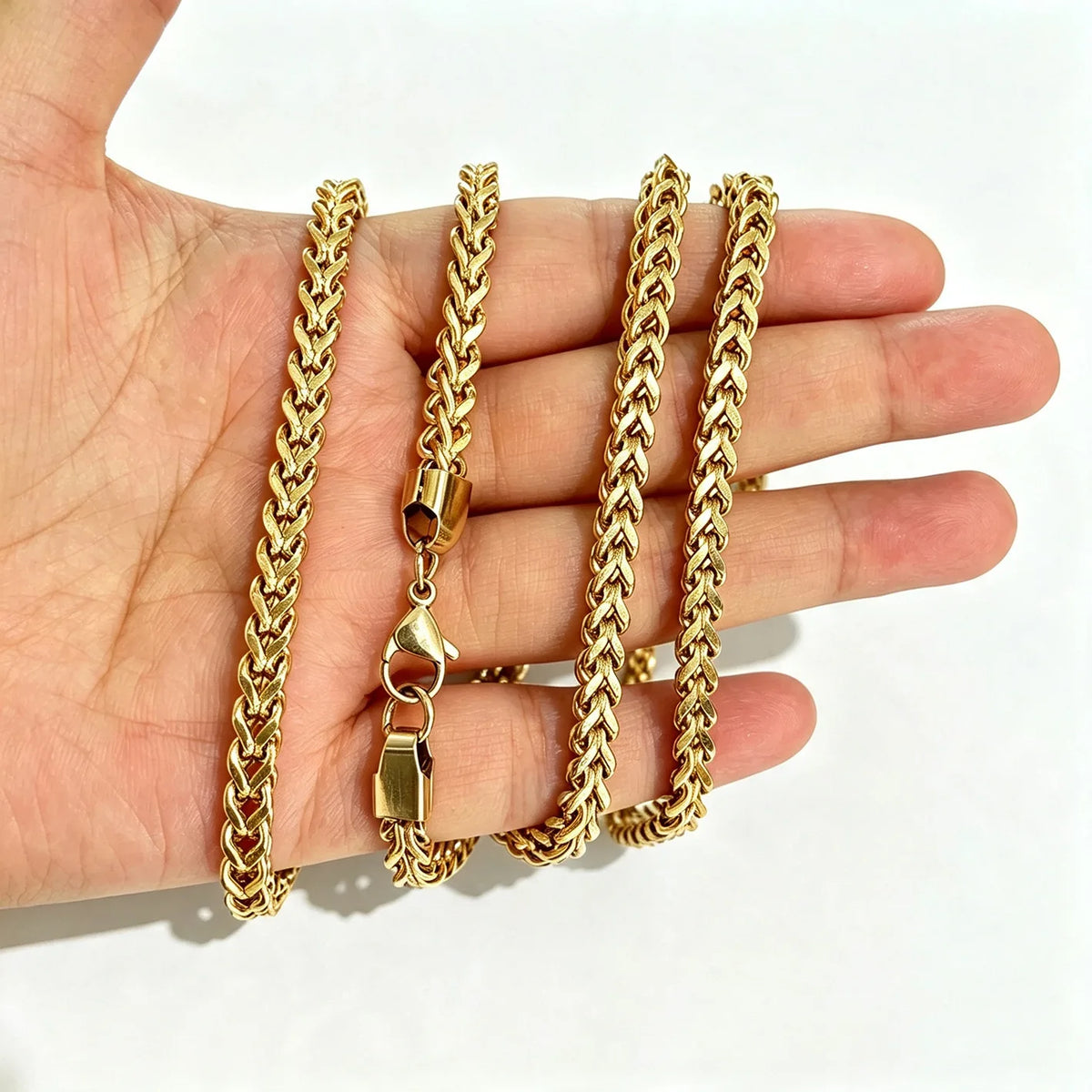 TOPGRILLZ Stainless Steel 4mm Franco Link Chain Necklace High Polish Mirror Finish Double Layer Hip Hop Jewelry Men Women