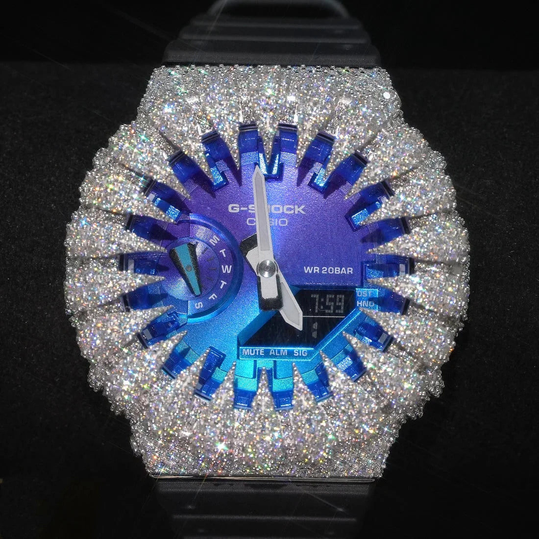 TOPGRILLZ Full CZ Paved Spiked Bezel Case for GA-2100 Copper Hollow Cover Watch Modification Bling Accessory Men Women