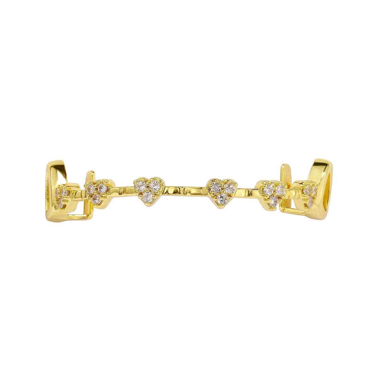 TOPGRILLZ Iced Out Heart Design Teeth Grillz Caps Cubic Zircon Micro Pave 6 Top&6 Bottom Charm Grills Set For Men Women Jewelry