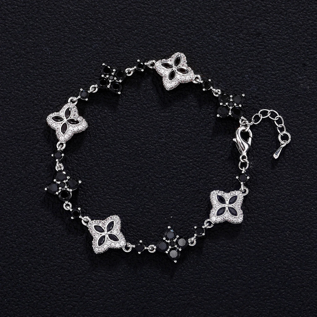TOPGRILLZ Iced Out Classic Brass Bracelet Ladies Adjustable Four Leaf Clover Chain Bracelet With 5A+ Cubic Zirconia For Party