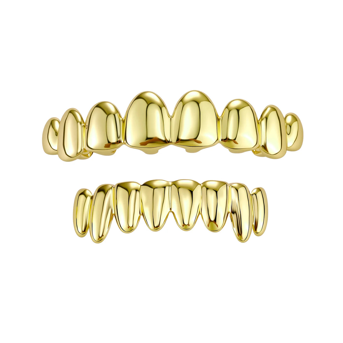 TOPGRILLZ 8 Top 8 Bottom Grillz Set No Stone Mirror Polished Realistic Teeth Outline Hip Hop Decorative Tooth Jewelry Men Women