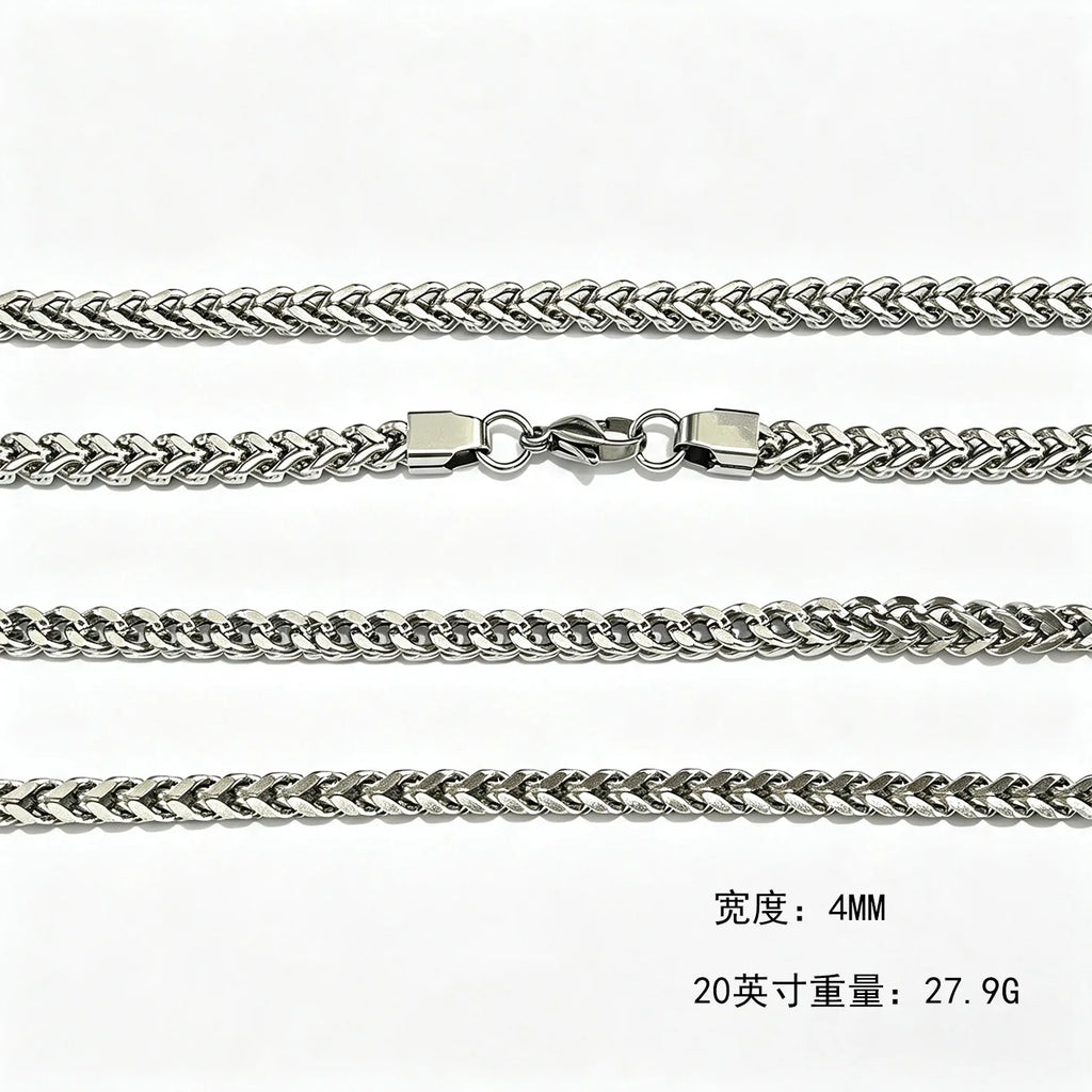 TOPGRILLZ Stainless Steel 4mm Franco Link Chain Necklace High Polish Mirror Finish Double Layer Hip Hop Jewelry Men Women
