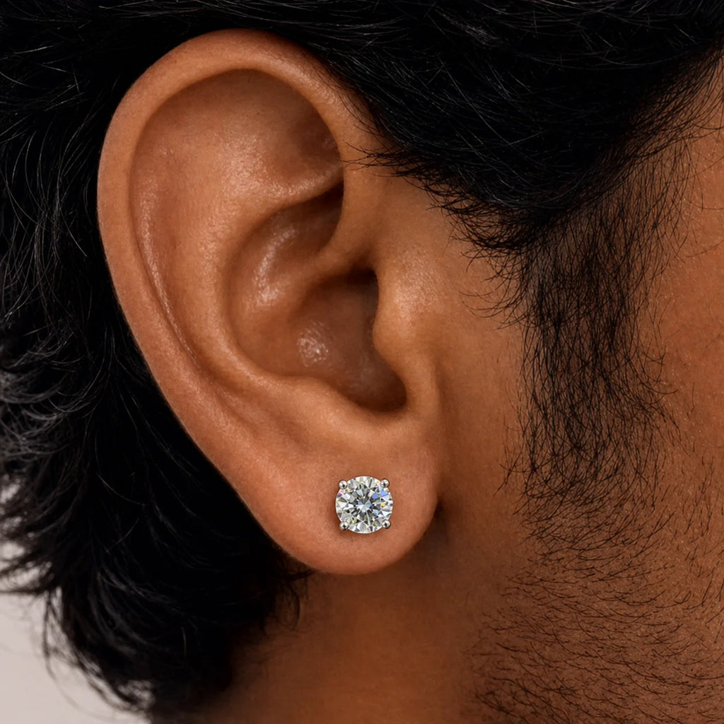 TOPGRILLZ Moissanite Stud Copper Earrings 3-8mm 925 Silver Needle GRA Certificate 4 Prong D Color Bling Jewelry Gift Men Women