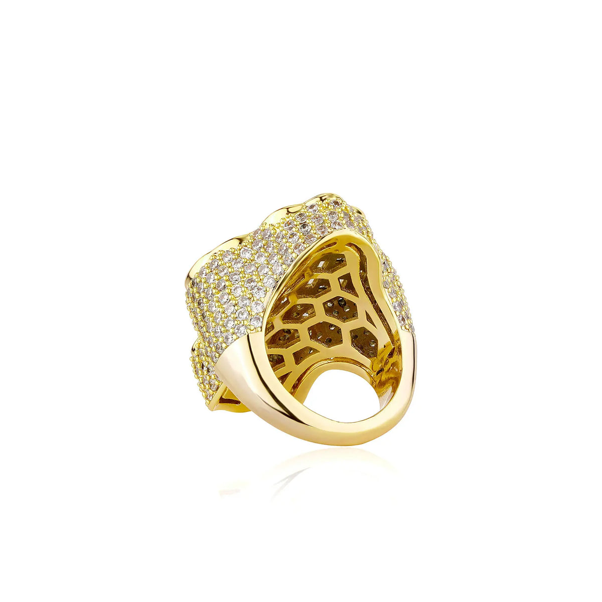 TOPGRILLZ Baguette Iced Out Bling CZ Cross Ring Gold Plated Prong Setting Cubic Zirconia Big Rings Hip Hop Luxulry Jewelry