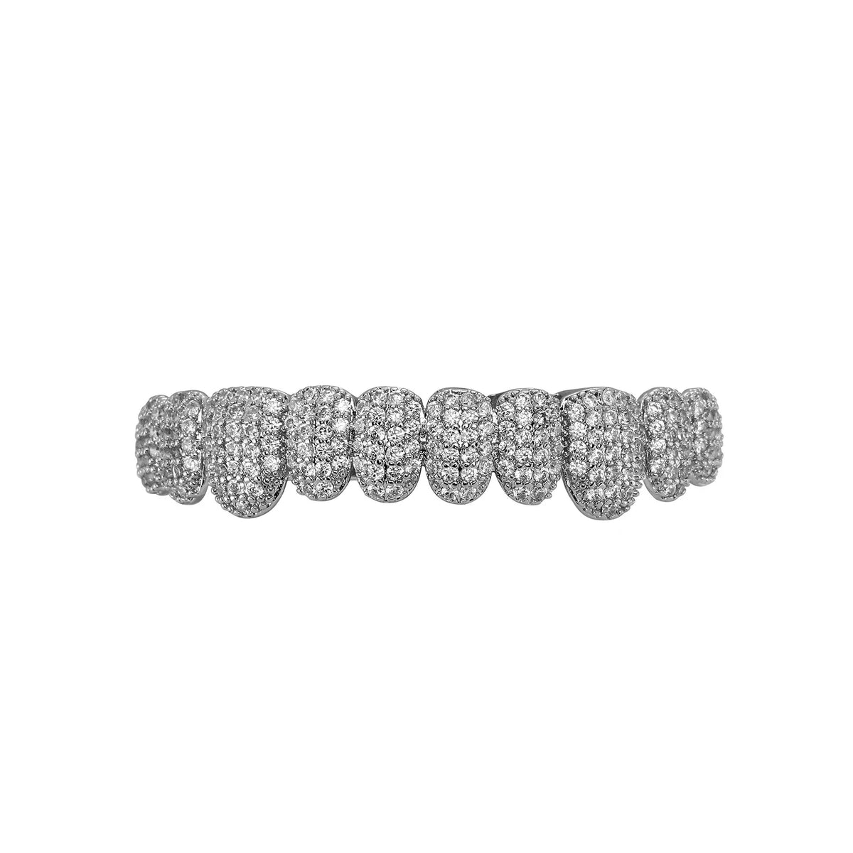 TOPGRILLZ Iced Out Cubic Zirconia Grillz Brace Punk 10/10 Top Bottom Dental Mouth Fang Grills Vampire Tooth Cap Cosplay Jewelry