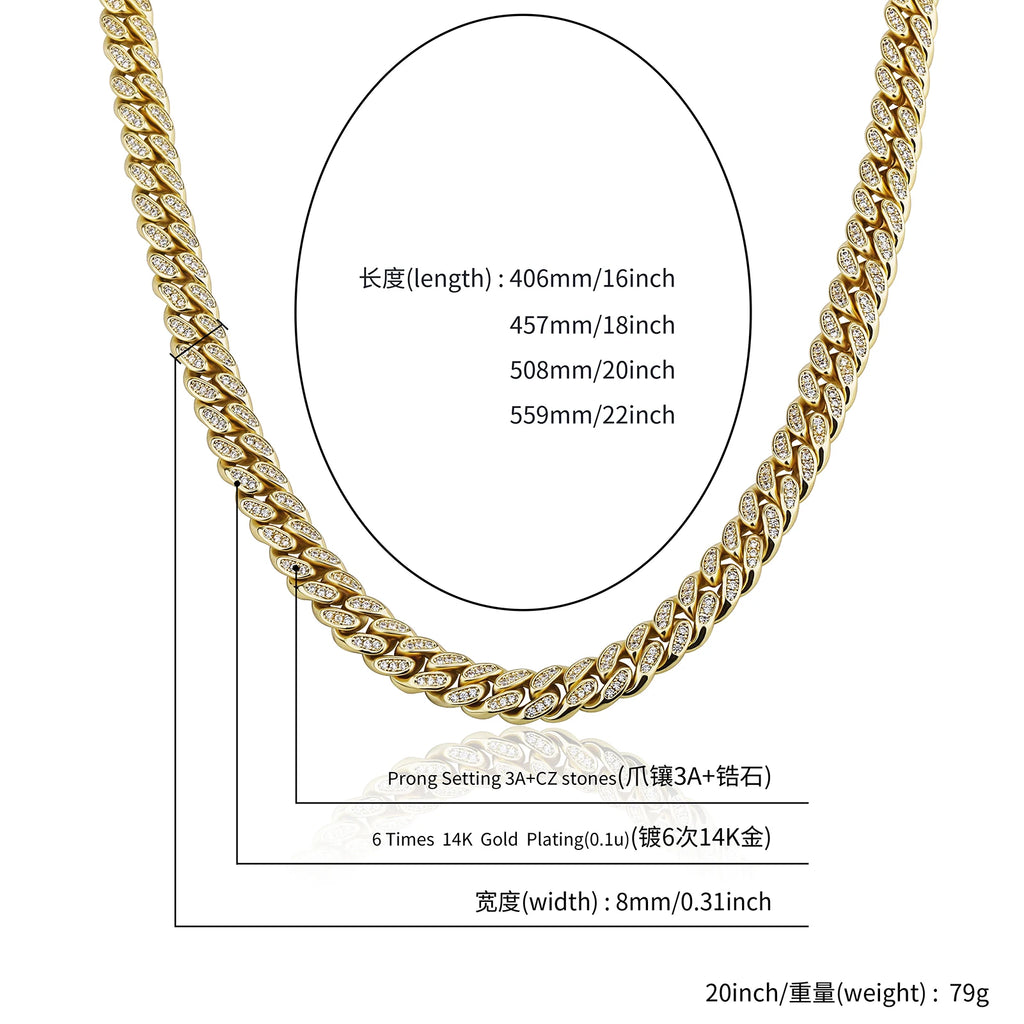 TOPGRILLZ 2Pcs Layered Hip Hop Necklace Set Iced Out Cuban Tennis Chain CZ Cross Pendant Streetwear Bling Jewelry Men Women