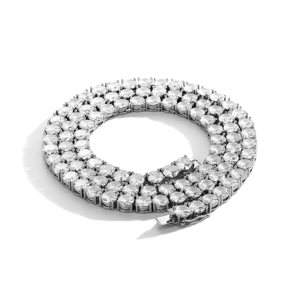 TOPGRILLZ 2PC Classic Versatile 3-5MM Tennis Chain Hip Hop Jewelry Set in Black & White CZ - Festival Gift For Men&Women