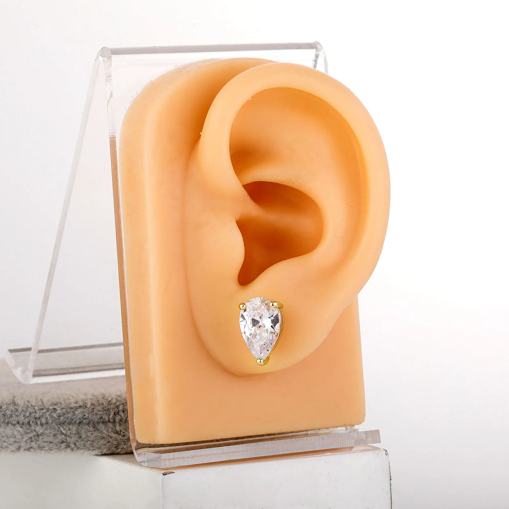 TOPGRILLZ Cute 4/5/6/8MM Iced Out Water Drop Earring Bling Bling Cubic zirconia Ear Studs For Wedding Jewelry