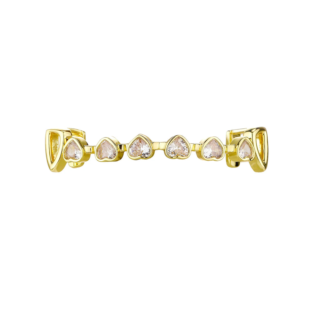 TOPGRILLZ Hip Hop Y2K Copper Grillz Set Pink And Clear Heart CZ Top Bottom Teeth Cap Sweet Cool Bling Jewelry For Women Men