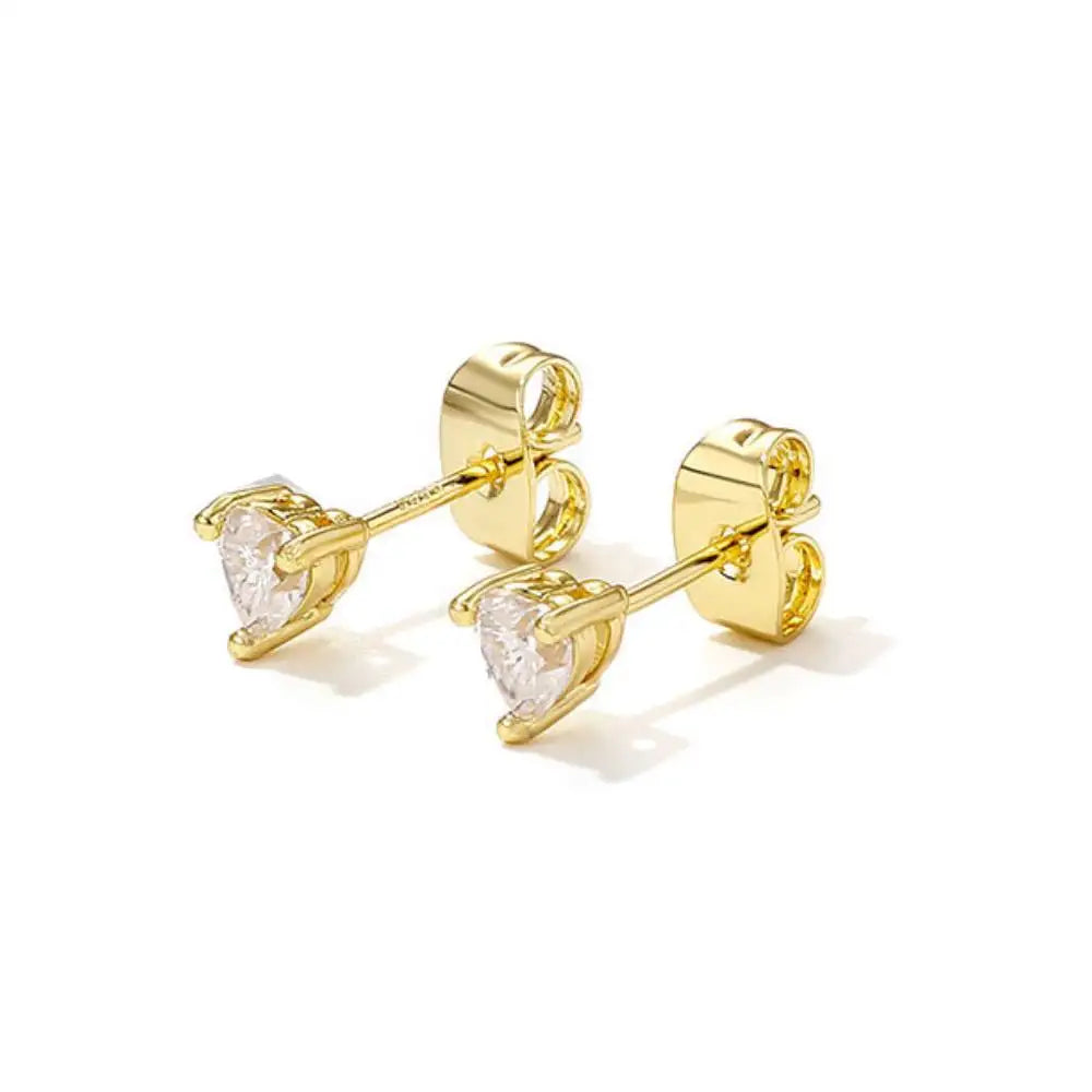 TOPGRILLZ Heart Moissanite Stud Earrings 4-9mm 925 Silver Post 3-Prong Sparkling Christmas Gift Hip Hop Jewelry Men Women