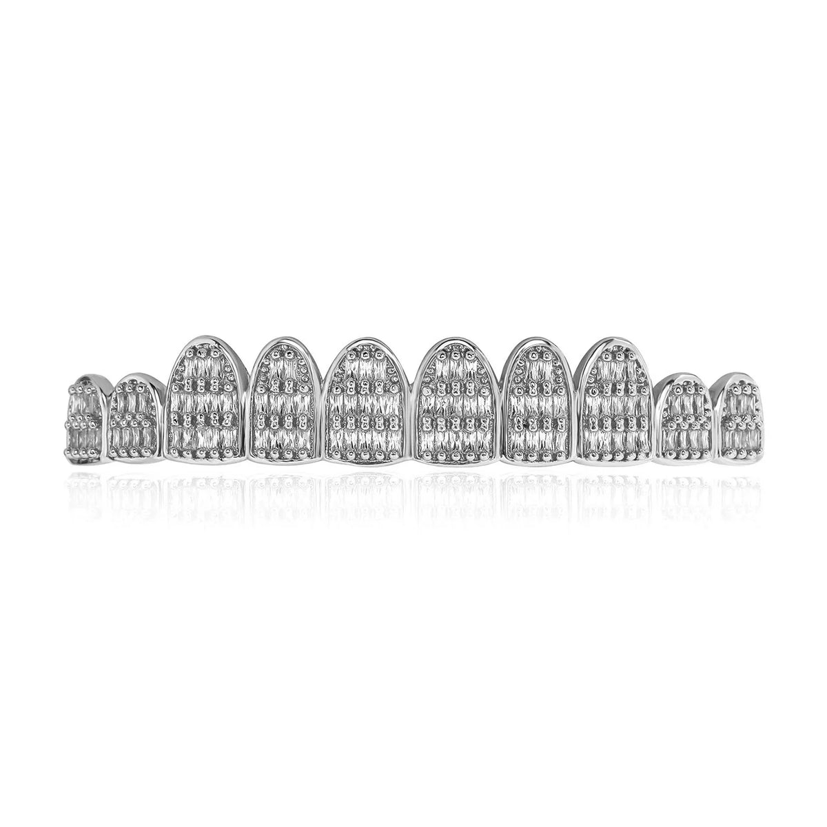 TOPGRILLZ 10/10 Iced Out Square Cubic Zircon Tooth Caps Hip Hop Full CZ Stone Teeth Grillz For Women Men Jewelry Dental Grills