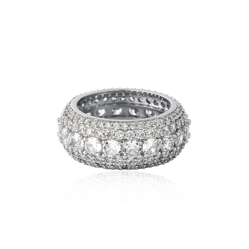 TOPGRILLZ 10MM Hip Hop Iced Out Cubic Zircon Bling Round Ring Gold Silver Color Jewelry Gifts For Men