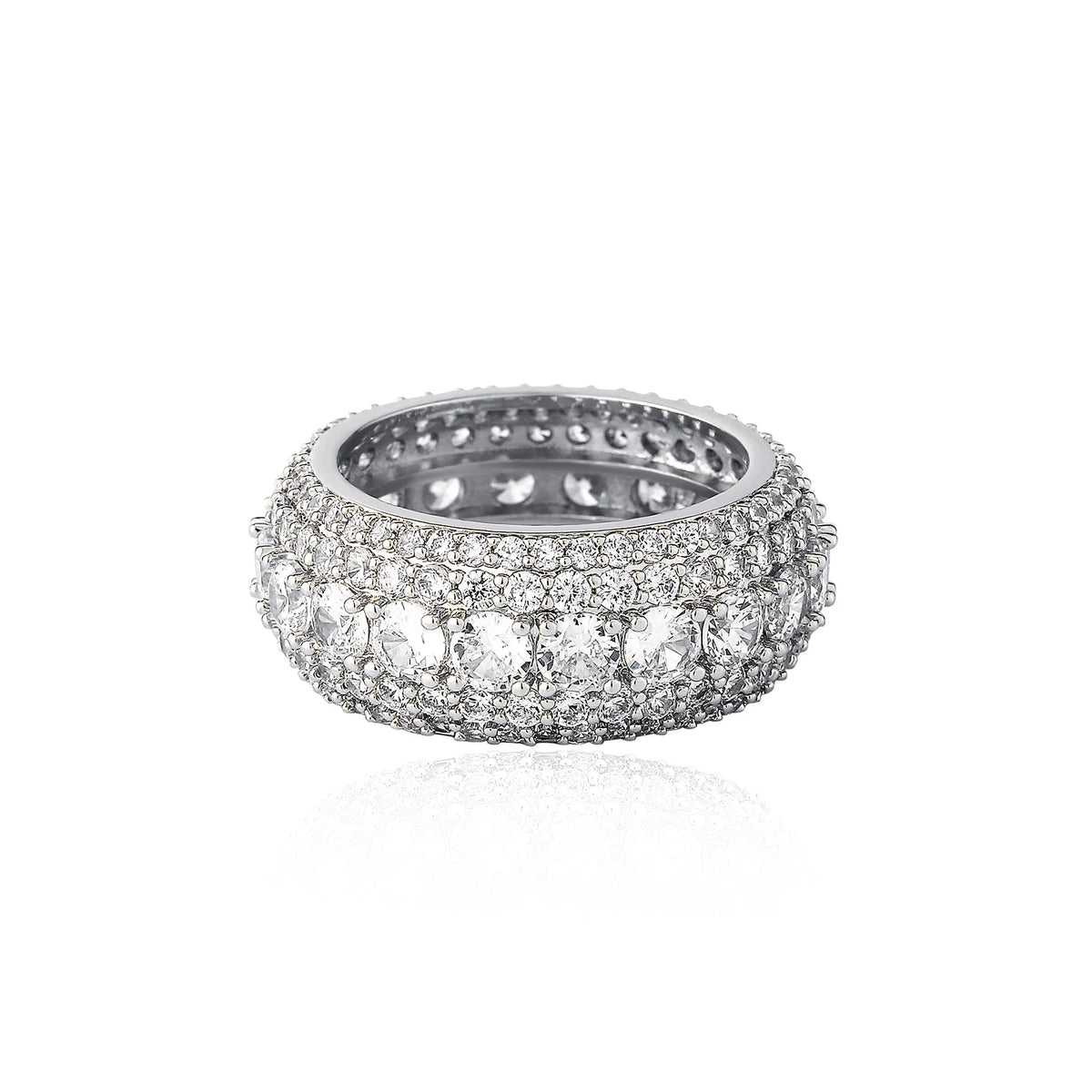 TOPGRILLZ 10MM Hip Hop Iced Out Cubic Zircon Bling Round Ring Gold Silver Color Jewelry Gifts For Men
